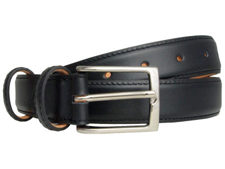 72 Smalldive Black Slim Width Buffed Leather Belt on Sale