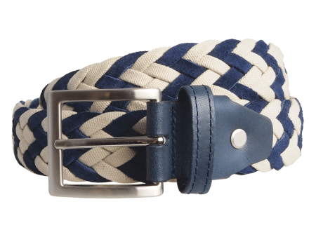 72 Smalldive Blue Suede & Cotton Braided Belt Hot on Sale