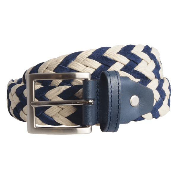 72 Smalldive Blue Suede & Cotton Braided Belt Hot on Sale