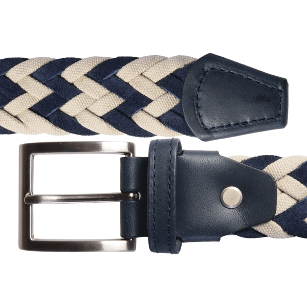 72 Smalldive Blue Suede & Cotton Braided Belt Hot on Sale