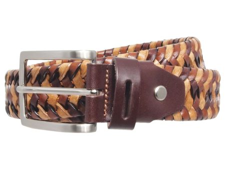 72 Smalldive Brown Braided Leather Elastic Belt Hot on Sale