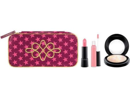 MAC Nutcracker Sweet Pink Mineralize 4-Piece Set (Lipstick, Gloss, Skinfinish, Bag) For Discount