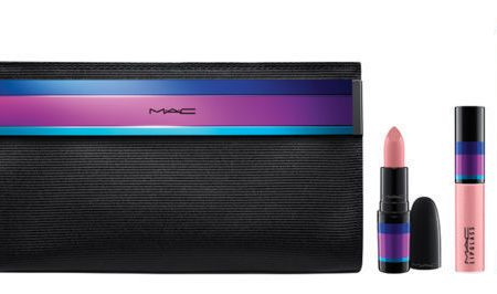 MAC 4-Piece Set Enchanted Evening Lip Bag Nude - Lipstick, Lipglass, Lip Liner & Bag Online