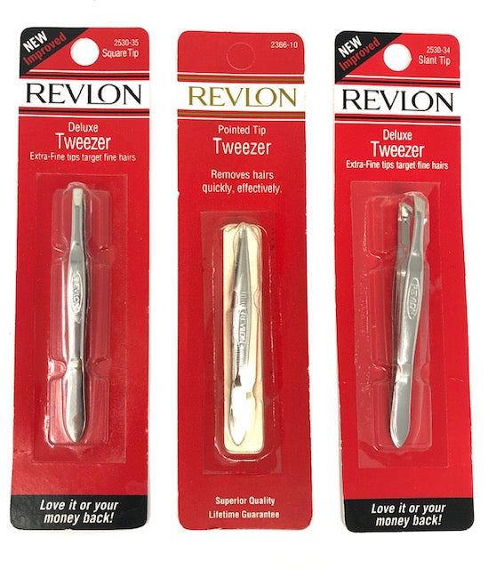 Revlon Deluxe Tweezer Extra-Fine Tips Target Fine Hairs (Select Type) Made in USA Supply