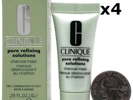 Clinique Pore Refining Solutions Charcoal Mask 7 ml .24 oz Sample Size (Lot of 4) For Sale