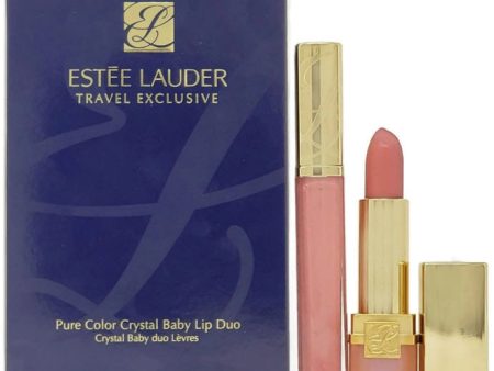 Estee Lauder Pure Color Crystal Baby Lip Duo Travel Exclusive: Lipstick #01 & LipGloss #69 Full Size Online now