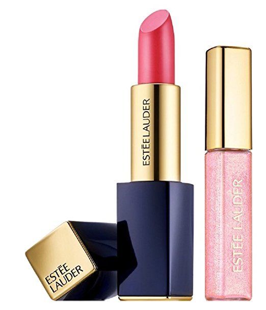 Estee Lauder Pure Color Envy Duo: Lipstick 220 Powerful, Gloss 49 Frivolous Pink For Sale